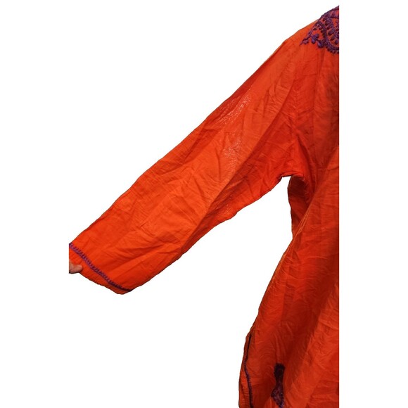 Kikisol Cotton Hippie Top Embroidered Orange Boho Size XL - Picture 3 of 11